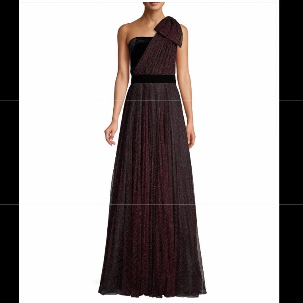 Shoshanna Jenise Dot Asymmetrical Gown